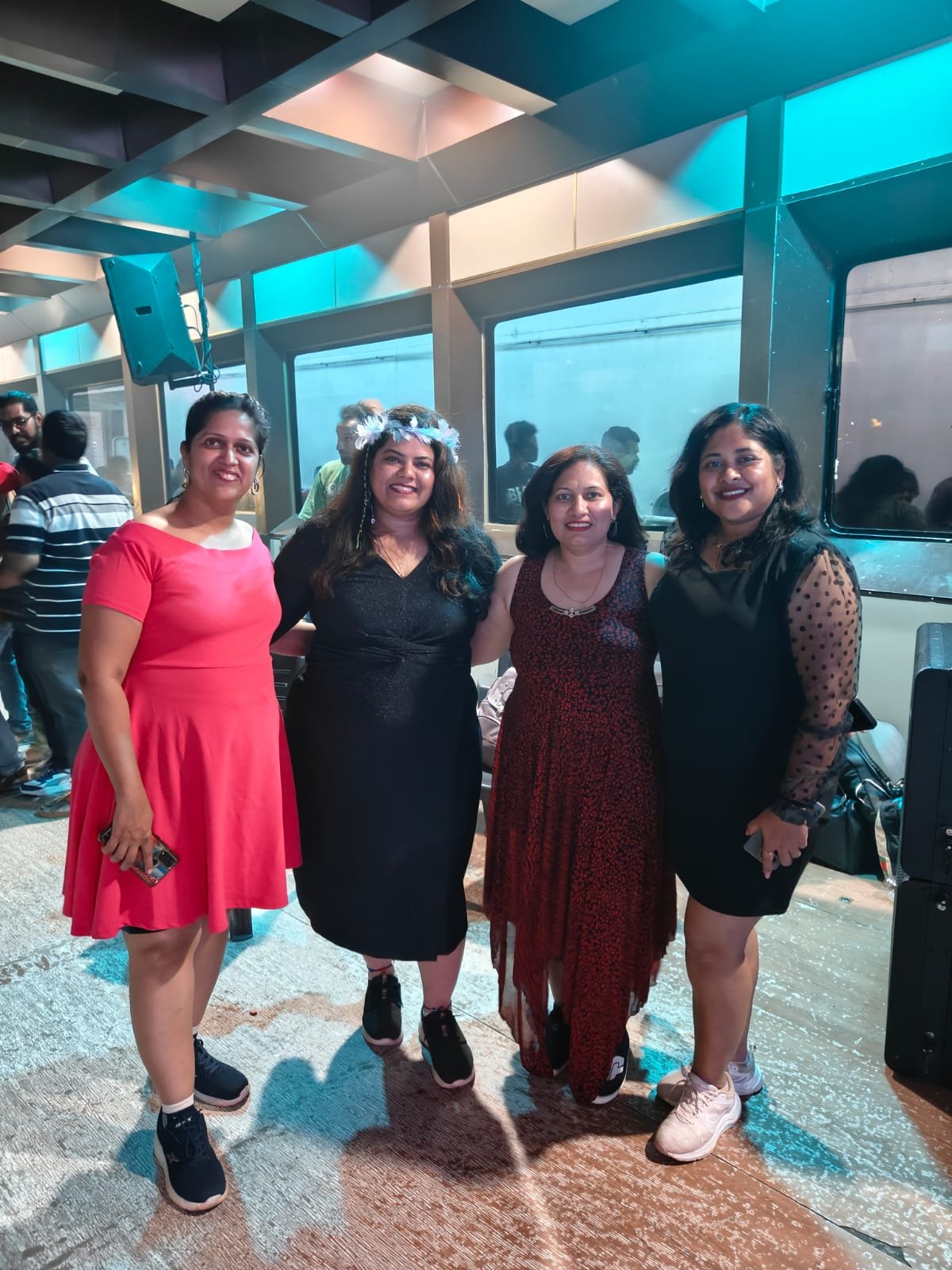 Happy travelers posing during a celebration trip