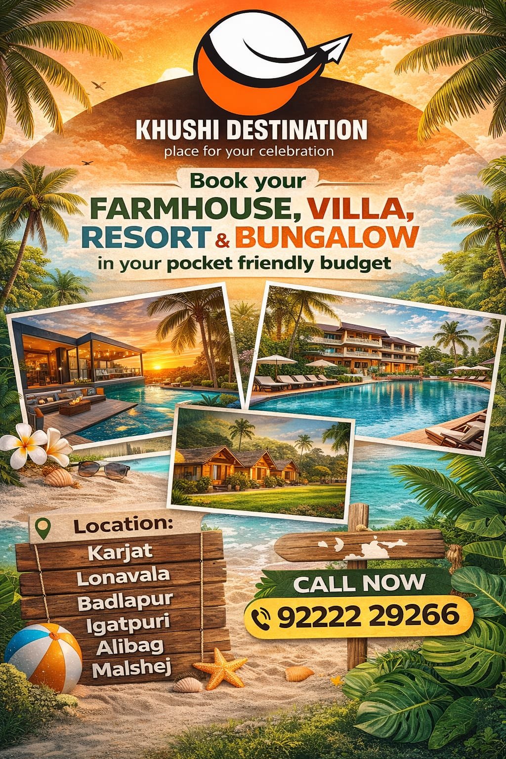 Farmhouse villa resort bungalow booking